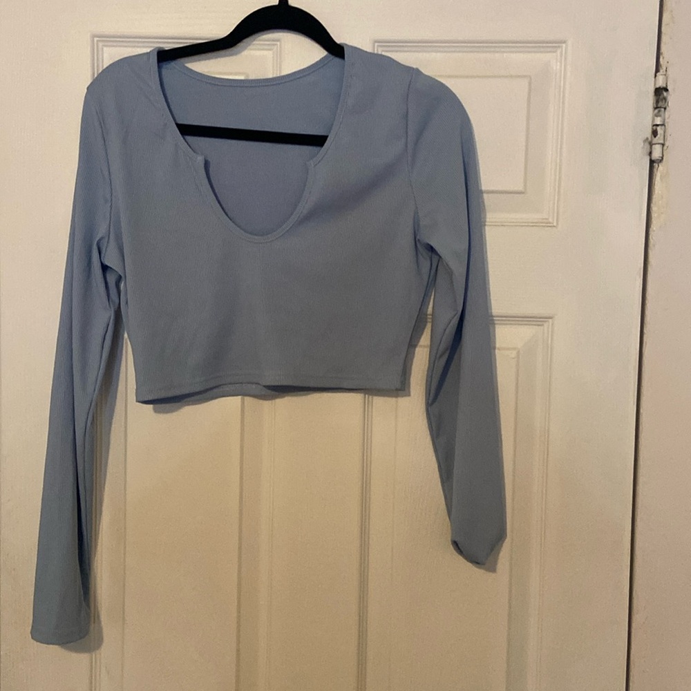 Blue crop top from fashion nova